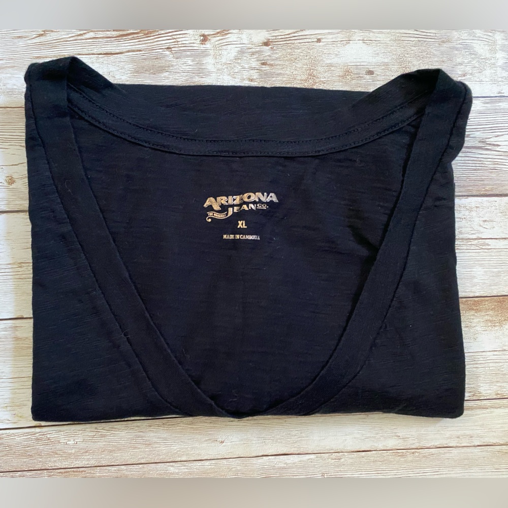 Arizona Jean Co Juniors Young Women's V-Neck Tee Short-Sleeve T-Shirt Black XL - Picture 4 of 9